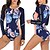 cheap Wetsuits &amp; Diving Suits-Women&#039;s One Piece Swimsuit Elastane Swimwear Quick Dry Breathable Long Sleeve Front Zip - Swimming Surfing Water Sports Floral / Botanical Autumn / Fall Spring Summer / Stretchy