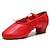 abordables Zapos de ballet-Mujer Zapatillas de Ballet Salón Entrenamiento Rendimiento Tacones Alto Talón grueso Banda Elástica Sin Cordones Negro Rosa Rojo