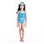 cheap Swimwear-Kids Girls&#039; Three Piece Swimwear Children&#039;s Day Color Block Active Lace up Bathing Suits 3-10 Years Blue