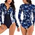 cheap Wetsuits &amp; Diving Suits-Women&#039;s One Piece Swimsuit Retro Padded Swimwear Swimwear Dark Navy UV Sun Protection Quick Dry Breathable Long Sleeve - Swimming Water Sports Summer / Stretchy