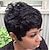 abordables Pelucas naturales de malla-Mezcla de cabello humano Peluca Ola natural Peinados cortos 2020 Baya Ola natural Naturaleza Negro Hecho a Máquina Mujer Negro natural # 1B