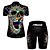 cheap Men&#039;s Clothing Sets-21Grams Women&#039;s Short Sleeve Cycling Jersey with Shorts Summer Nylon Polyester Black / Blue Gradient Sugar Skull 3D Bike Clothing Suit 3D Pad Ultraviolet Resistant Quick Dry Breathable Reflective