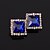 cheap Earrings-Women&#039;s AAA Cubic Zirconia Earrings Princess Square Mini Stylish Luxury Gold Plated Earrings Jewelry Blue For Wedding Daily 1 Pair