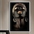 お買い得  人物画 プリント-ウォールアートキャンバスプリントポスター絵画アートワーク画像アフリカンアメリカンゴールドイヤリングネックレスブラックかわいい女の子家の装飾装飾ロールキャンバスフレームなしフレームなしストレッチなし