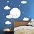 abordables Autocollants muraux décoratifs-dessin animé visage heureux blanc nuage étoiles stickers muraux avion stickers muraux décoratif stickers muraux pvc décoration de la maison sticker décoration murale 1 pc 80x78.5 cm