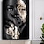 cheap People Prints-Wall Art Canvas Prints Posters Painting Artwork Picture African American Golden Women Face Modern Home Decoration Décor Rolled Canvas No Frame Unframed Unstretched