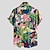 tanie męskie koszule hawajskie z klapami-Męskie Koszula Koszula hawajska Koszula z grafiką Koszula Aloha Kwiaty Graficzny Kołnierz Kołnierzyk button down Czarny Jasnozielony Niebieski Fioletowy Zielony Nadruk Impreza Codzienny Krótki rękaw