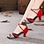 Недорогие Обувь для латиноамериканских танцев-женская обувь для латины бальные туфли для танцев чача в помещении с мягкой подошвой для практики профессиональные блестящие туфли на каблуке с блестками кубинский каблук черный/золотой черный/серебристый красный/белый