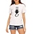 billige T-shirts &amp; Tank Tops-Dame T-shirt Kat Grafisk 3D Trykt mønster Rund hals Basale Toppe 100 % bomuld Mørkebrun Kat Hvid kat