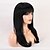 billige Parykker uten lokker med menneskehår-Remy Human Hair Wig Very Long Straight Natural Straight Neat Bang With Bangs Black Women Fashion Natural Hairline Capless Women&#039;s All Natural Black #1B 24 inch / African American Wig
