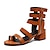 cheap Women&#039;s Sandals-Women&#039;s Sandals Gladiator Sandals Roman Sandals Daily Summer Cuban Heel Open Toe PU Zipper Black White Orange
