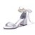 cheap Wedding Shoes-Women&#039;s Wedding Shoes Wedding Party &amp; Evening Solid Colored Wedding Sandals Summer Imitation Pearl Satin Flower Lace-up Cuban Heel Open Toe Classic Minimalism Sweet Satin Lace-up Black White Ivory