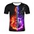 abordables Camisetas 3D de hombre-Men&#039;s T shirt Shirt Graphic Flame Print Short Sleeve Daily Tops Round Neck Purple Gray Gold / Summer