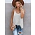 cheap Tank Tops-Women&#039;s Color Block Causal Holiday Sleeveless Camisole Tank Top U Neck Basic Essential Vacation Tops White Blue Gray S / Summer