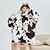 cheap Kigurumi Pajamas-Adults&#039; Oversized Hoodie Blanket Wearable Blanket With Pocket Milk Cow Spot Onesie Pajamas Flannel Fabric Cosplay For Men and Women Christmas Animal Sleepwear Cartoon