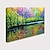 cheap Abstract Paintings-Oil Painting 100% Handmade Hand Painted Wall Art On Canvas Abstract Spring Summer Landscape Modern Park Green Forest Reflection Artwork Home Decoration Decor Rolled Canvas No Frame Unstretched