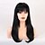 billige Parykker uten lokker med menneskehår-Remy Human Hair Wig Very Long Straight Natural Straight Neat Bang With Bangs Black Women Fashion Natural Hairline Capless Women&#039;s All Natural Black #1B 24 inch / African American Wig