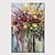 cheap Floral/Botanical Paintings-Oil Painting Hand Painted Vertical Floral / Botanical Pop Art Modern Stretched Canvas