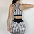 cheap Yoga Sets-Women&#039;s 2pcs Tracksuit Yoga Suit Winter Wirefree Stripes Tights Bra Top Clothing Suit Black+White Nylon Yoga Fitness Gym Workout Tummy Control Butt Lift Quick Dry Sport Activewear High Elasticity