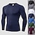 cheap Running Tee &amp; Tank Tops-YUERLIAN Men&#039;s Compression Shirt Running Shirt Long Sleeve Tee Tshirt Athletic Breathable Quick Dry Moisture Wicking Fitness Gym Workout Running Sportswear Solid Colored White Black Blue Activewear