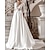 cheap Wedding Dresses-Engagement Formal Fall Wedding Dresses A-Line V Neck Half Sleeve Court Train Satin Bridal Gowns With Pearls Appliques 2023 Summer Wedding Party, Women‘s Clothing