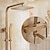 Недорогие Уличный душ-смеситель для душа, набор для душа, ручной душ в комплекте, выдвижной тропический душ / традиционный латунный настенный керамический клапан, смесители для душа и ванны
