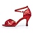 זול נעליים לטיניות-בגדי ריקוד נשים נעליים לטיניות נעלי ג&#039;אז הצגה מפלגה אימון נעליים נוצצות עקבים נָמֵר נצנוץ סלים גבוהה עקב אבזם לבן אדום