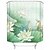 voordelige Douchegordijnen Top Sale-mooie witte lotus digitale print waterdichte stof douchegordijn voor badkamer interieur overdekte badgordijnen voering omvat met haken