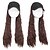 cheap Chignons-baseball cap with hair hat hair extension curly long wavy corn wave hairpiece with baseball hat attached adjustable cap synthetic yaki hair for girls and women (18&quot;-corn wave, wine red)