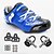 cheap Cycling Shoes-Unisex Cycling Shoes With Pedals &amp; Cleats Sneakers Road Bike Shoes Nylon and Carbon Fiber Cycling / Bike Cushioning Breathable Mesh PU(Polyurethane) Blue