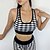 cheap Yoga Sets-Women&#039;s 2pcs Tracksuit Yoga Suit Winter Wirefree Stripes Tights Bra Top Clothing Suit Black+White Nylon Yoga Fitness Gym Workout Tummy Control Butt Lift Quick Dry Sport Activewear High Elasticity