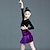 お買い得  キッズ用ダンスウェア-子供用ダンスウェア スカート サイドドレープ フリル ゴア 女の子 性能 訓練 長袖 ポリエステル ベルベット