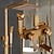 cheap Outdoor Shower Fixtures-Shower Faucet,Antique Brass Shower System Set,Mount Outside Waterfall Pullout Included Multi Spray and Rainfall Shower Bath Shower Mixer Taps with Cold and Hot Switch