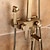 cheap Outdoor Shower Fixtures-Shower Faucet,Antique Brass Shower System Set,Mount Outside Waterfall Pullout Included Multi Spray and Rainfall Shower Bath Shower Mixer Taps with Cold and Hot Switch