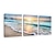 cheap Landscape Prints-3 Panels Wall Art Canvas Prints Posters Painting Artwork Picture Blue Sea Sunset White Beach Landscape Modern Home Decoration Décor Rolled Canvas No Frame Unframed Unstretched