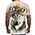 cheap Animal &amp; Muppets-Men&#039;s Unisex T shirt Tee Shirt Graphic Animal Wolf Round Neck Blue Yellow Gray White 3D Print Plus Size Daily Short Sleeve Print Clothing Apparel Basic Exaggerated Designer Chic &amp; Modern