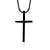 Недорогие Ожерелья и подвески-простое колье-цепочка с крестиком из нержавеющей стали для мужчин и женщин, звено цепи 20-22 дюйма (черный: подвеска 1,20,7 дюйма + цепь Роло 20 дюймов)