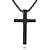 cheap Necklaces &amp; pendants-simple stainless steel cross pendant chain necklace for men women, 20-22 inches link chain (black:1.20.7’’ pendant+20’’ rolo chain)