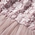 voordelige Jurken-meisjes geborduurde bloemen kanten jurk effen gekleurde blozende roze knielange 3/4 mouw schattige jurken