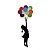 Недорогие Декоративные наклейки на стену-DIY креативные наклейки маленькие девочки цветные воздушные шары двери ПВХ граффити наклейки на стены 19x33 см