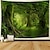cheap Landscape Tapestry-mistry forest tapestry magical nature green tree wall tapestry rainforest landscape tapestry wall hanging bohemian psychedelic tapestry for bedroom living room dorm