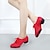 זול נעליים לטיניות-בגדי ריקוד נשים נעליים לטיניות נעליים מודרניות התאמן בנעלי נעלי ריקוד הצגה תחרה נעלי ספורט סוליה חצויה שחבור עקב עבה שרוכים רצועת קרסול שחור אפור אדום