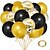 cheap Balloons-black and gold confetti balloons, 50 pack 12inch latex gold balloons party balloon set with gold ribbon for graduation wedding birthday decorations