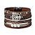 abordables Pulseras y brazaletes-árbol de la vida boho multilayer leather wrap bracelet for women shiny magnetic corchete pulsera joyería para niña (marrón)