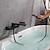 billige Badekraner-badekarkran svart veggmontert, baderomskran bad romersk badekar påfyllingsbatteri messing, 2-hulls sprøyte med kaldt varmtvannsslange