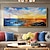 cheap Landscape Paintings-Oil Painting 100% Handmade Hand Painted Wall Art On Canvas Horizontal Panoramic Abstract Modern Landscape Nightfall Sea Sky Home Decoration Decor Rolled Canvas No Frame Unstretched