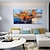 abordables Peintures Abstraites-peinture à l'huile 100% fait main peint à la main art mural sur toile orange bleu horizontal abstrait moderne décoration de la maison décor toile roulée pas de cadre non étiré