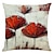 cheap Floral &amp; Plants Style-Set of 4 Artistic Flowers Square Decorative Throw Pillow Cases Sofa Cushion Covers  Home Sofa Decorative  Faux Linen Cushion Cover for Sofa Couch Bed Chair Red