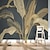 abordables Papel tapiz floral y plantas-Papel pintado mural etiqueta de la pared que cubre la impresión de la lona de la hoja de palma tropical dorada decoración del hogar pelar y pegar extraíble