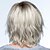 abordables perruque plus âgée-Perruques blondes pour femmes coupe lutin perruque synthétique moelleux court argent gris perruques avec une frange ombre cheveux perruques naturel mat perruques